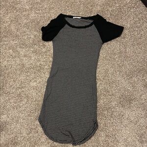 Heart & Hips Black and White Striped Mini Dress